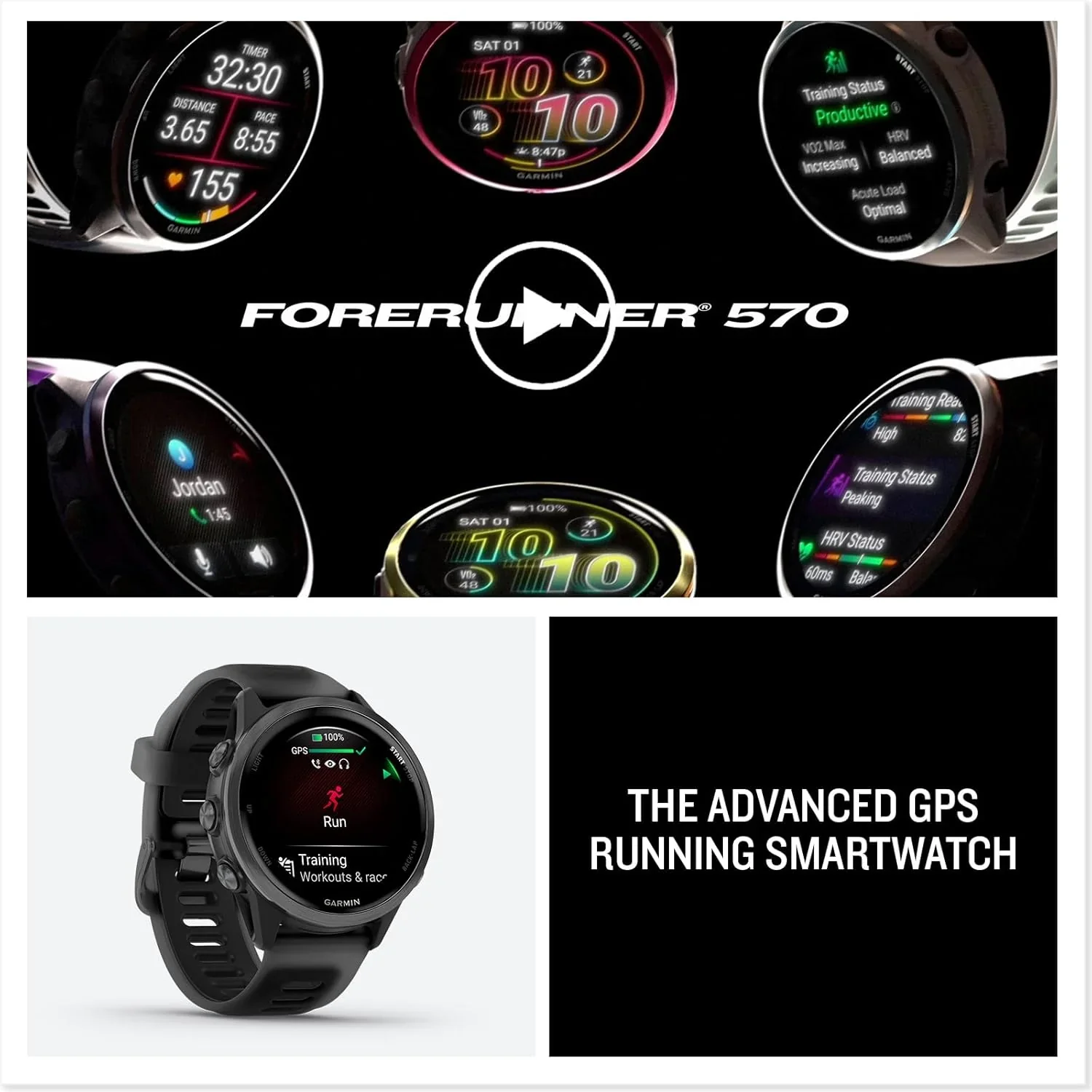 Garmin Forerunner 570 42mm GPS Smartwatch Slate Grey/Black – Good - Image 5