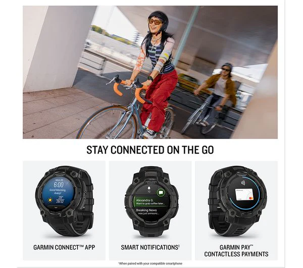 GARMIN Instinct 3 AMOLED Smart Watch - 45mm, Black with Black Silicone Band - Very Good - Image 3