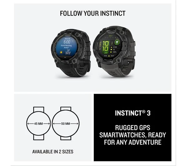 GARMIN Instinct 3 AMOLED Smart Watch - 45mm, Black with Black Silicone Band - Very Good - Image 4