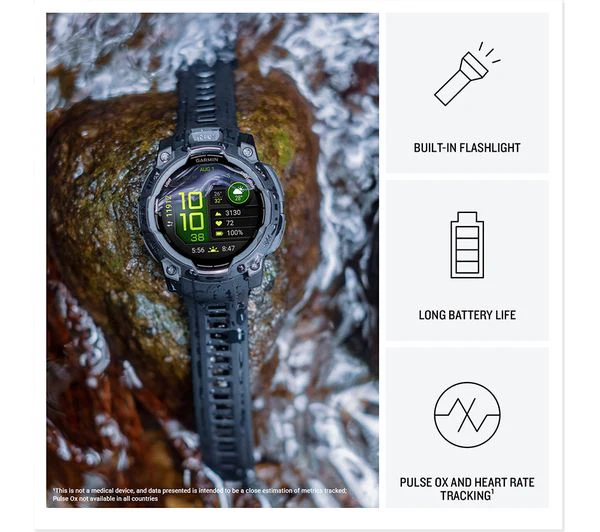 GARMIN Instinct 3 AMOLED Smart Watch - 45mm, Black with Black Silicone Band - Very Good - Image 6