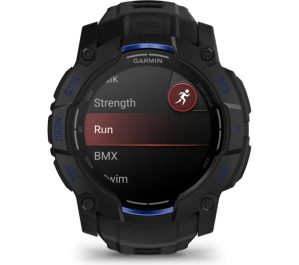GARMIN Instinct 3 AMOLED Smart Watch - 50mm, Black with Bolt Blue Silicone Band - Good - Image 5