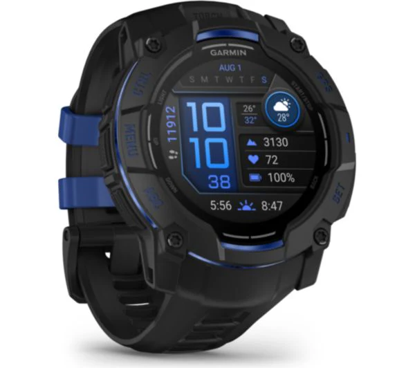 GARMIN Instinct 3 AMOLED Smart Watch - 50mm, Black with Bolt Blue Silicone Band - Good - Image 8