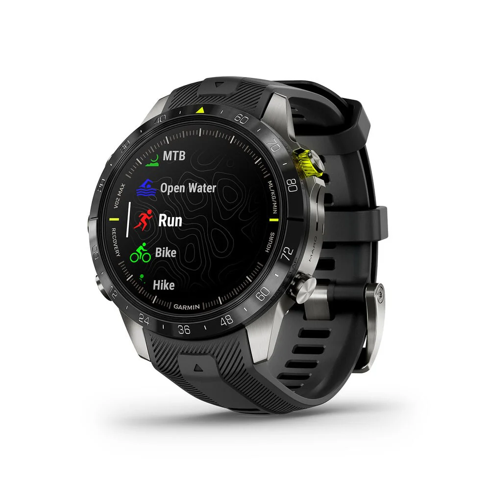 Garmin MARQ Athlete Gen 2 46mm Titanium Smartwatch Black Rubber Strap - Good