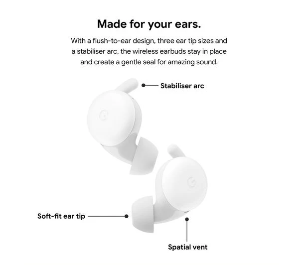 GOOGLE Pixel Buds A-Series Wireless Bluetooth Earphones - Clearly White - Good - Image 2