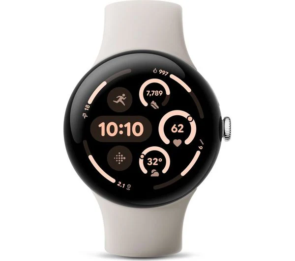 GOOGLE Pixel Watch 3 4G LTE - Silver, Porcelain Band, 45mm - Very Good - Image 2