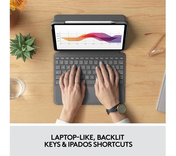 LOGITECH Folio Touch 11" iPad Air (M2 & M3) Keyboard Case - Grey - Pristine - Image 3