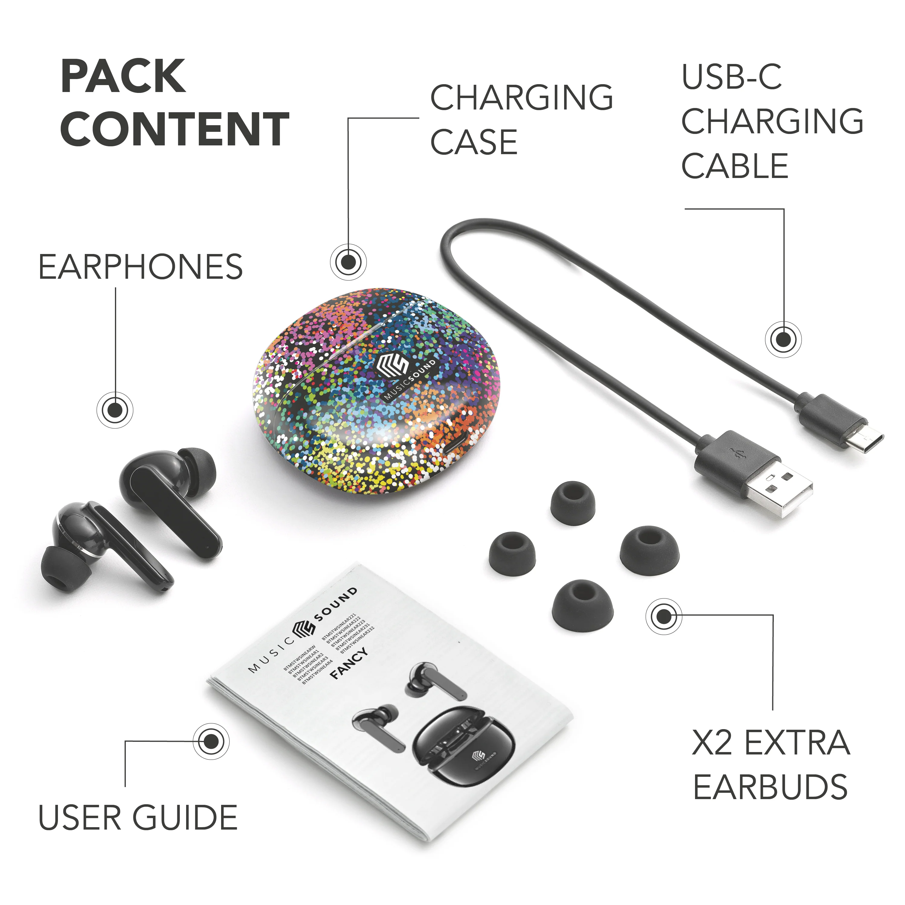 Music Sound Fancy TWS Bluetooth in-ear headset in various patterns and colours - Image 7