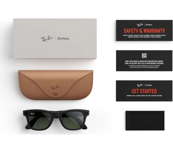 RAY-BAN Meta Wayfarer Glasses - Matte Black, Clear to G15 Green Transitions - Pristine - Image 9