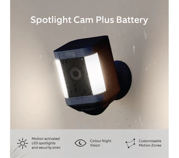 RING Spotlight Cam Plus Battery Full HD 1080p WiFi Security Camera - Black - Pristine - Image 2