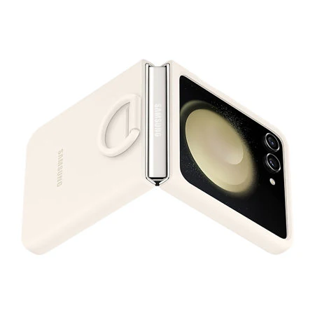 Samsung Cream Silicone Case with Ring - For Samsung Galaxy Z Flip5