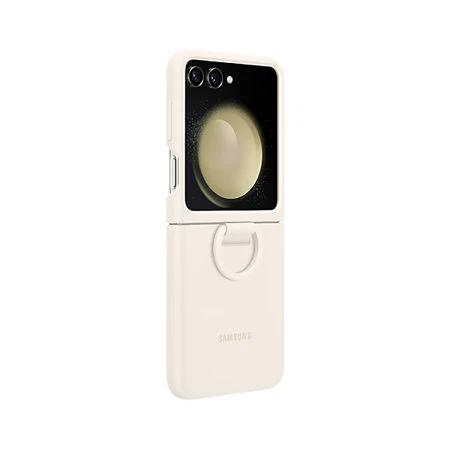 Samsung Cream Silicone Case with Ring - For Samsung Galaxy Z Flip5 - Image 2