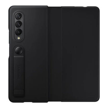 Samsung Galaxy Z Fold 3 Leather Flip Cover Case - Black - Image 2
