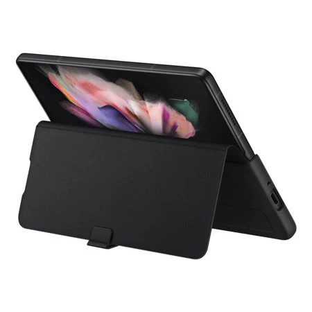 Samsung Galaxy Z Fold 3 Leather Flip Cover Case - Black - Image 3