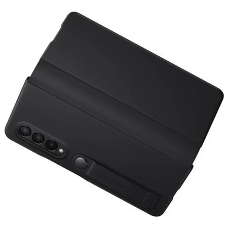 Samsung Galaxy Z Fold 3 Leather Flip Cover Case - Black - Image 4