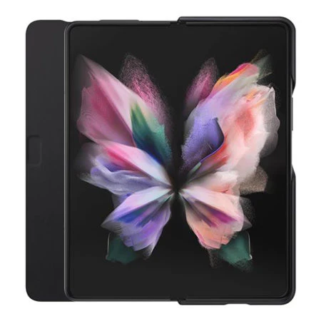 Samsung Galaxy Z Fold 3 Leather Flip Cover Case - Black - Image 8