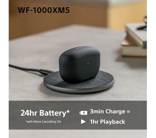 SONY WF-1000XM5 Wireless Bluetooth Noise-Cancelling Earbuds - Black - Very Good - Image 8