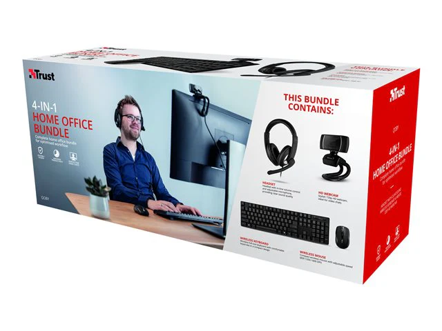 Trust Qoby 4-in-1 Home Office Set - keyboard, mouse, headset and web camera set
